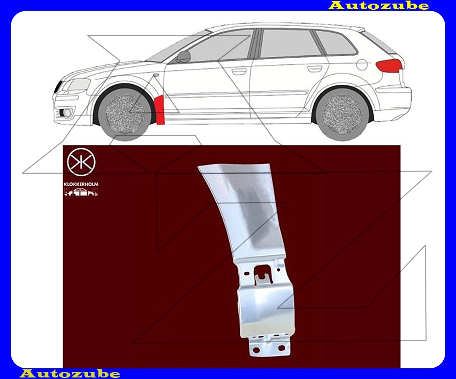 Első sárvédő hátsó alsó rész bal (javítólemez) {KLOKKERHOLM}