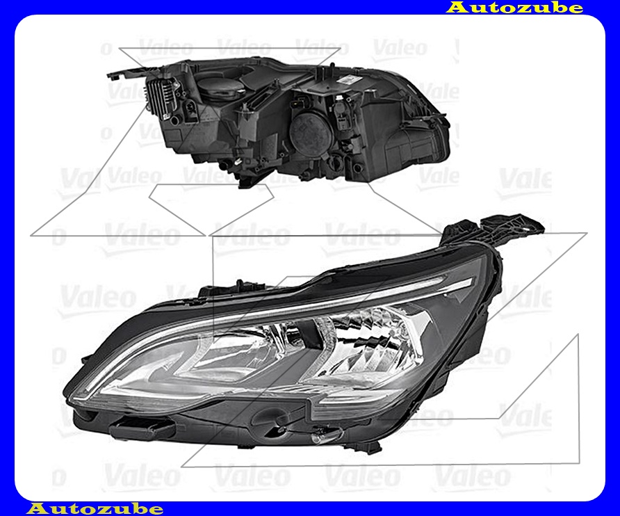 Fényszóró bal (HB3/H7/LED) nappali fénnyel (motor nélkül) {VALEO}   /RENDELÉSRE/