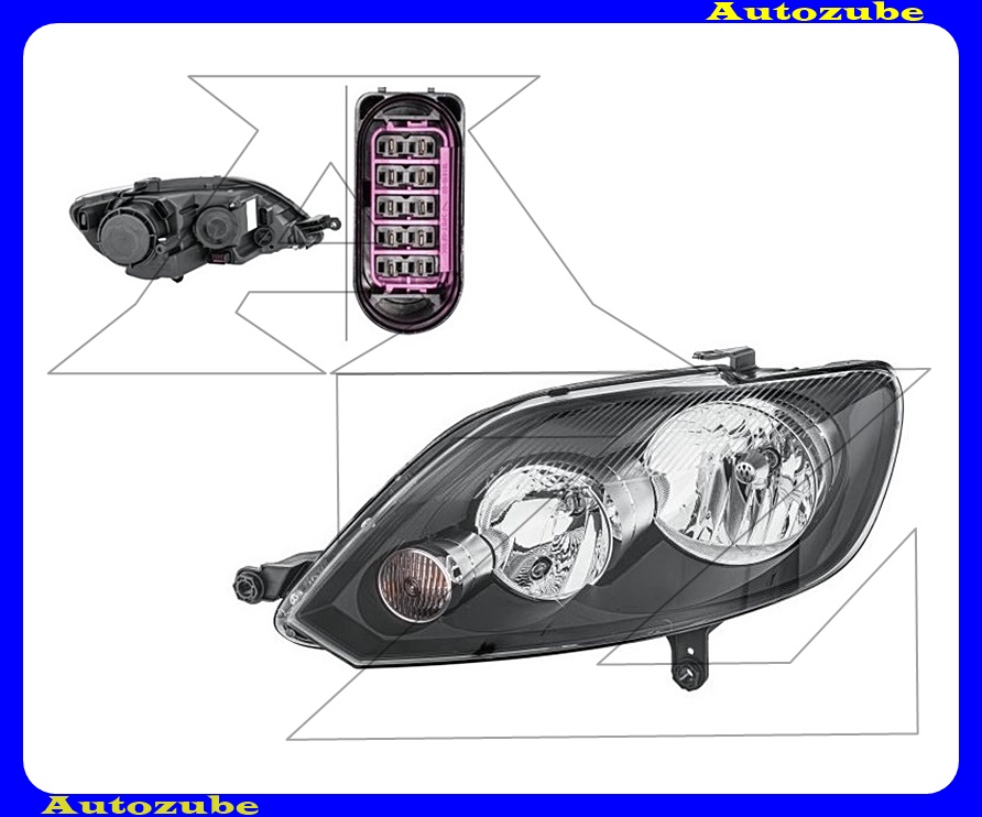 Fényszóró bal (H7/H15) motorral  {HELLA}