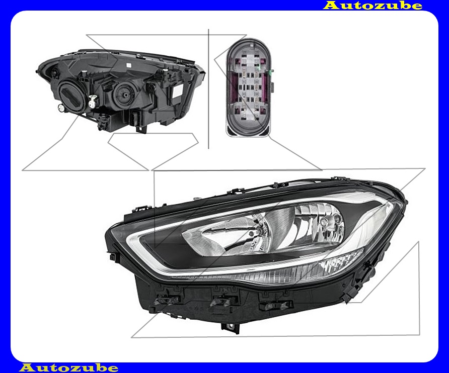 Fényszóró bal (H7/H7/LED) nappali fénnyel (LED) villogóval (LED) távfénnyel helyzetjelzővel (LED) tompított fénnyel, motorral {HELLA}