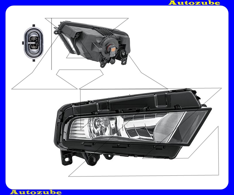 Fényszóró jobb (H7/H7/LED) nappali fénnyel, motorral  {HELLA}