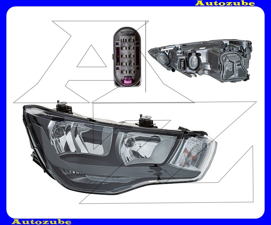 Fényszóró jobb (H7/H1/HY21W/W21W) motorral {HELLA}