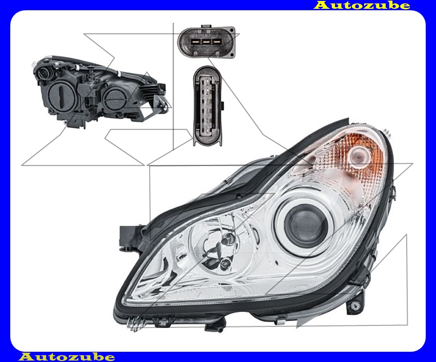 Fényszóró bal (2xH7/W5W/PY21W) motorral {HELLA}