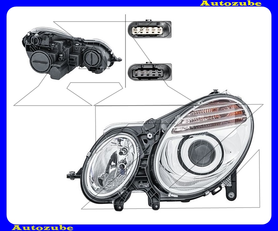 Fényszóró bal (H7/H7) motorral  {HELLA}