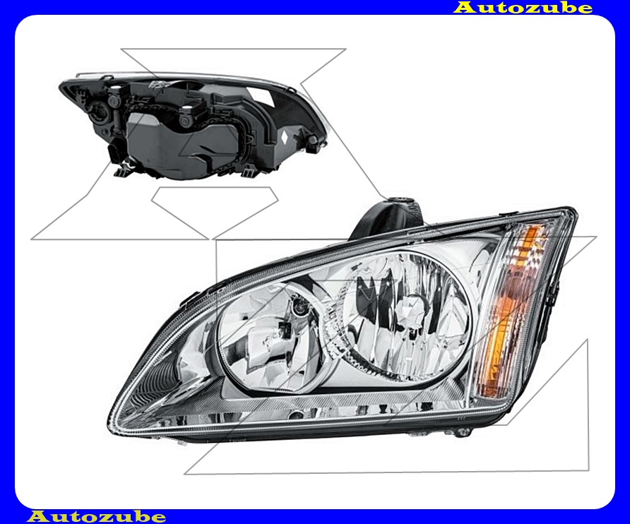Fényszóró bal króm házas (H7/H1) motorral  {HELLA}   /RENDELÉSRE/