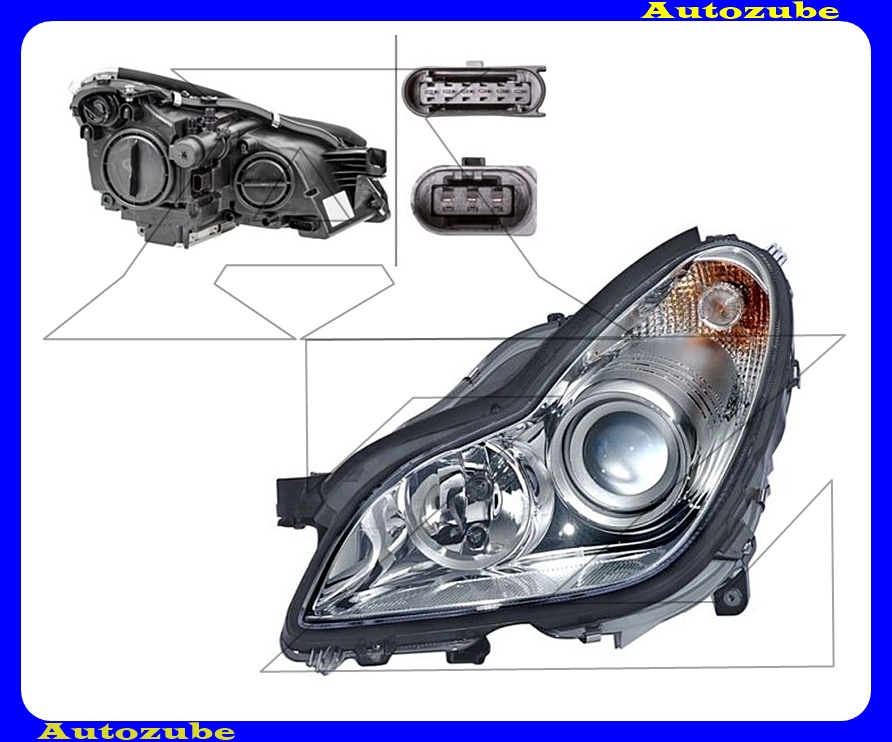 Fényszóró bal Bi-XENON (D2S/H7) komplett  {HELLA}  /RENDELÉSRE/