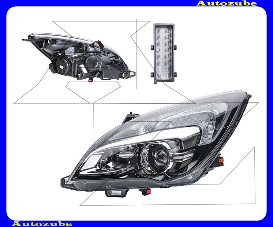 Fényszóró bal (H7/H1) nappali fénnyel (LED) motorral (HELLA)