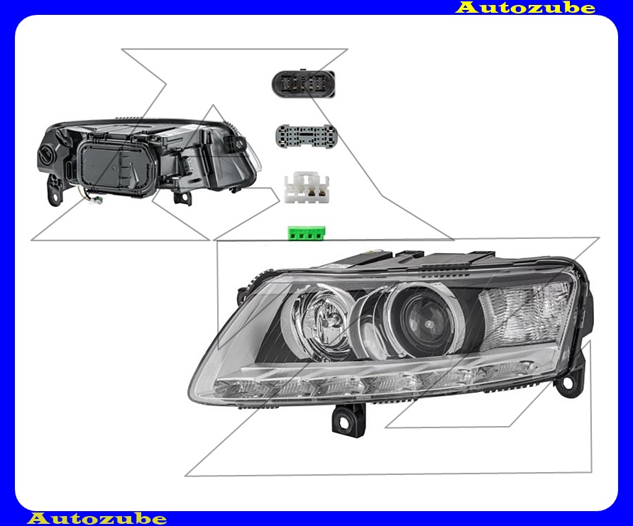 Fényszóró bal Bi-Xenon (D3S/H7/LED) motorral (izzó elektronika és motor nélkül) {HELLA}