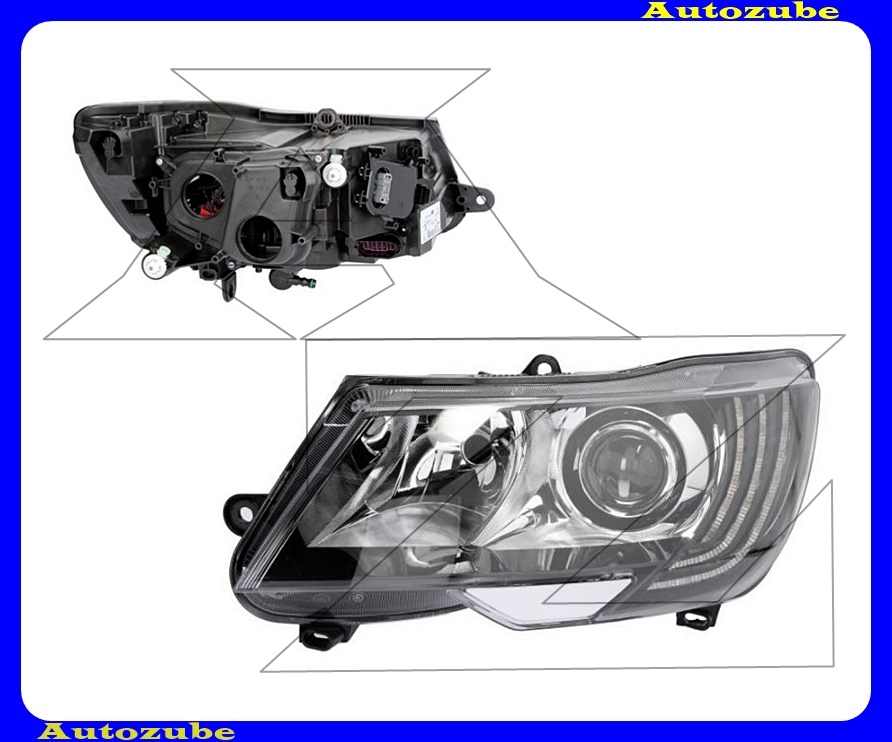 Fényszóró bal BI-XENON (D3S/H7/LED) kanyarkövetős, motorral (izzó és elektronika nélkül) {HELLA} /RENDELÉSRE/