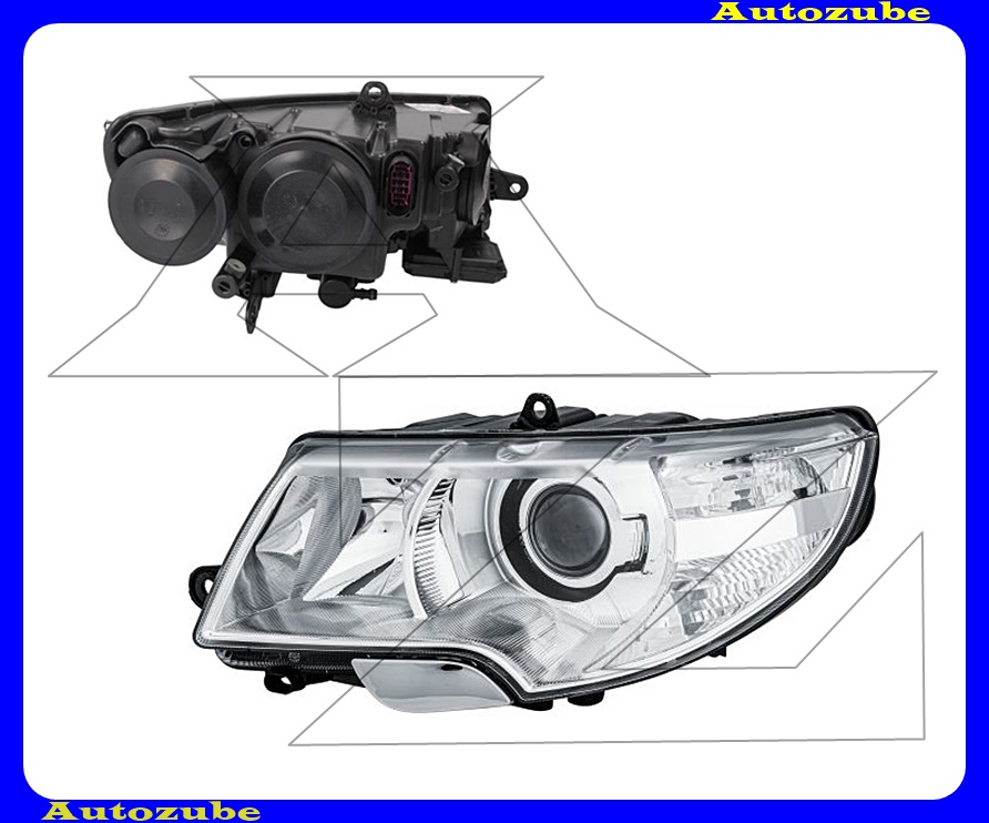 Fényszóró bal BI-XENON (D1S/H3) kanyarkövetős, motorral (izzó és elektronika nélkül)  {HELLA}