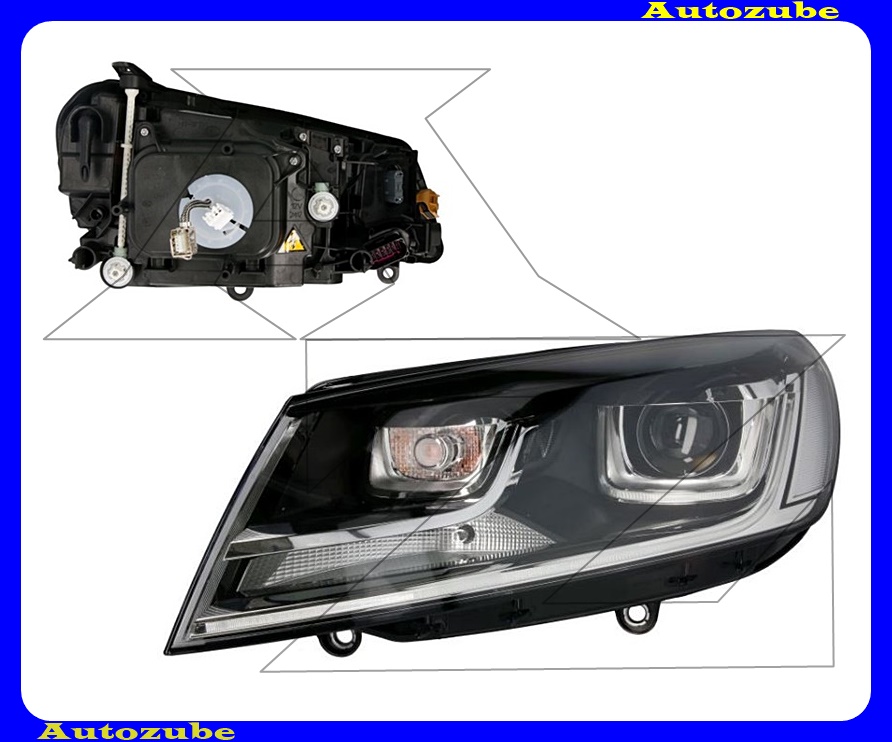 Fényszóró bal Bi-Xenon (D3S/W5W/WY21W/LED) motorral (izzó és elektronika nélkül) {HELLA}