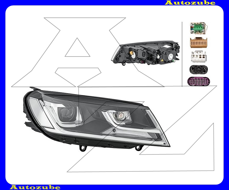 Fényszóró jobb Bi-Xenon (D3S/W5W/WY21W/LED) motorral (izzó és elektronika nélkül) {HELLA}