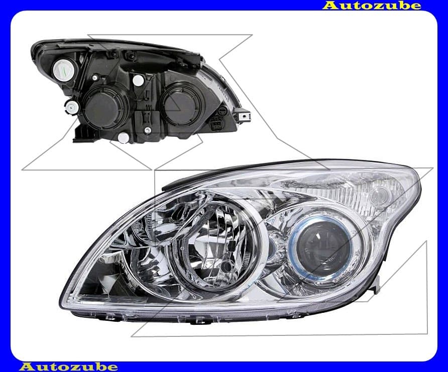 Fényszóró bal (H7/H1) króm házas (motor nélkül)  {TYC}