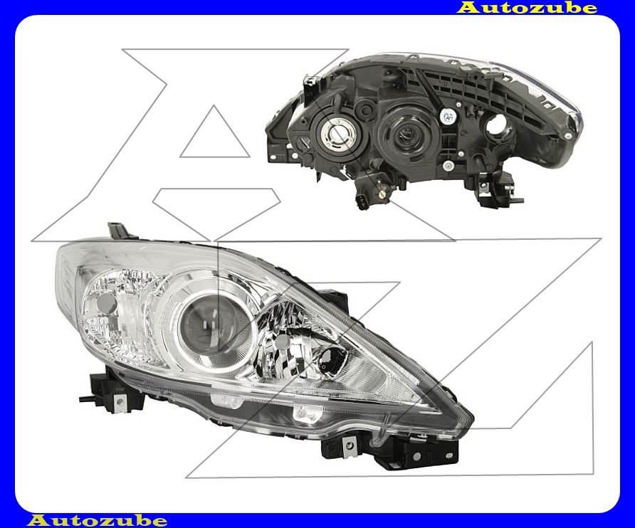 Fényszóró jobb króm házas (H7/HB3) motorral  {TYC}