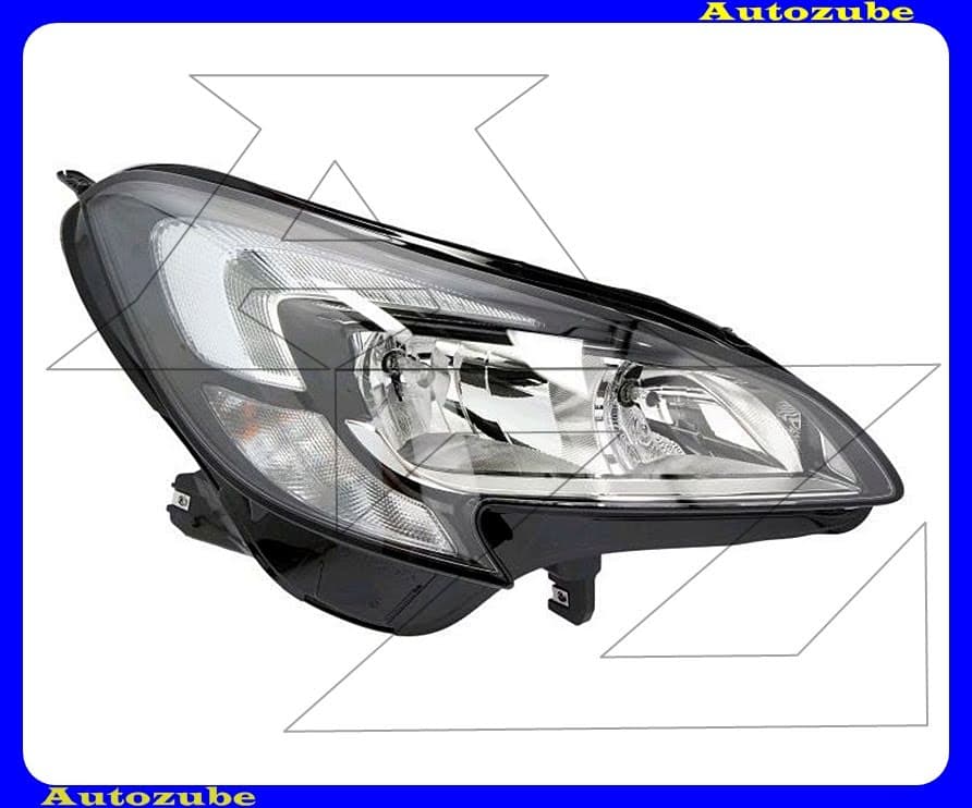 Fényszóró jobb (H7/H7/LED) fekete házas, nappali fénnyel, motorral {TYC}