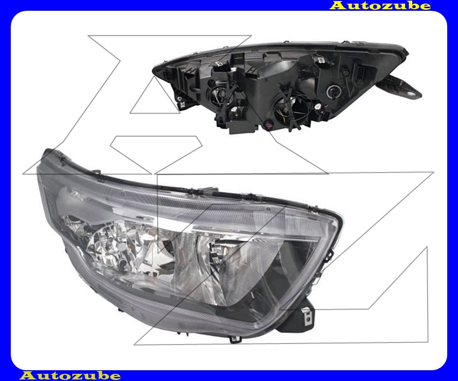 Fényszóró jobb (H7/H1) fekete házas, motorral   {DEPO}