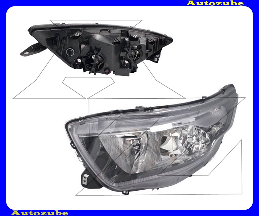 Fényszóró bal (H7/H1) fekete házas, motorral   {DEPO}