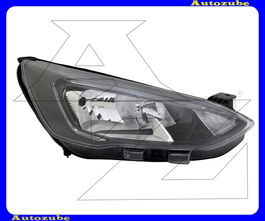 Fényszóró jobb (H1/H7+LED) fekete keretes, motorral (modul nélül) {TYC}