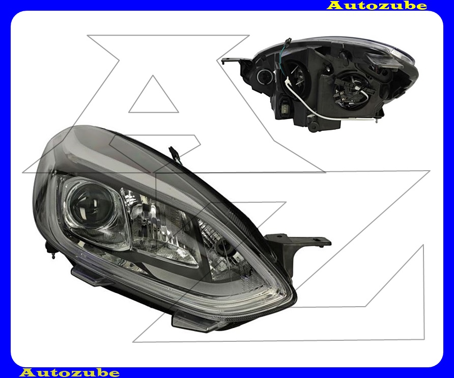 Fényszóró jobb (H7/H1/LED) projektoros, nappali fénnyel, motorral  {TYC}