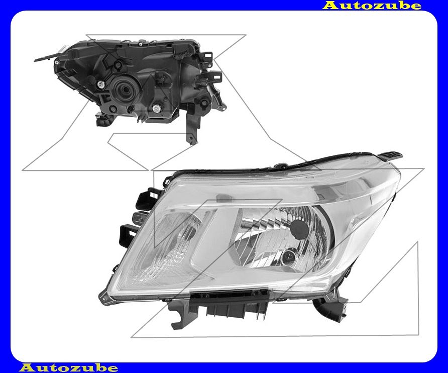 Fényszóró bal (H4) motor nélkül {DEPO}