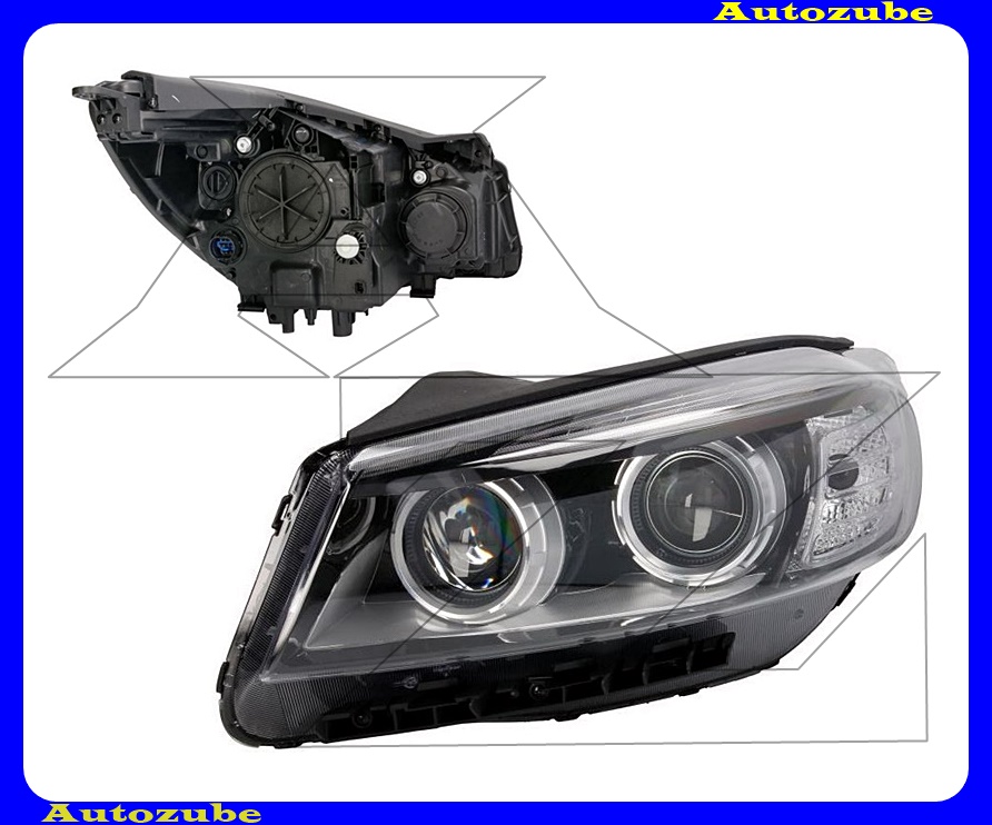 Fényszóró bal (H7/H9/LED) fekete házas, motorral  {DEPO}