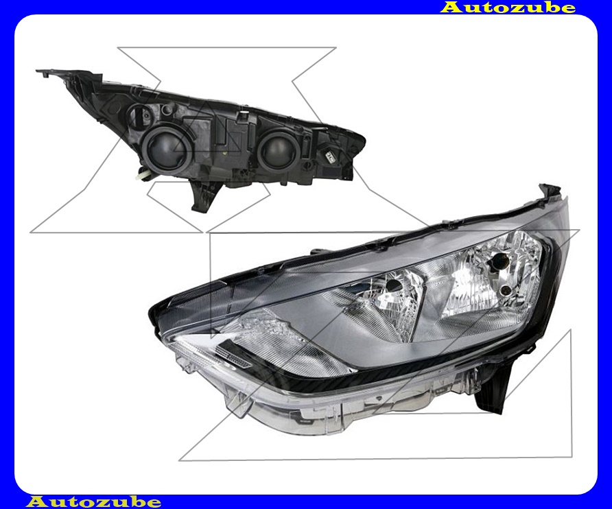 Fényszóró bal (H7/H15/PW24W) króm házas (motorral)  {DEPO}