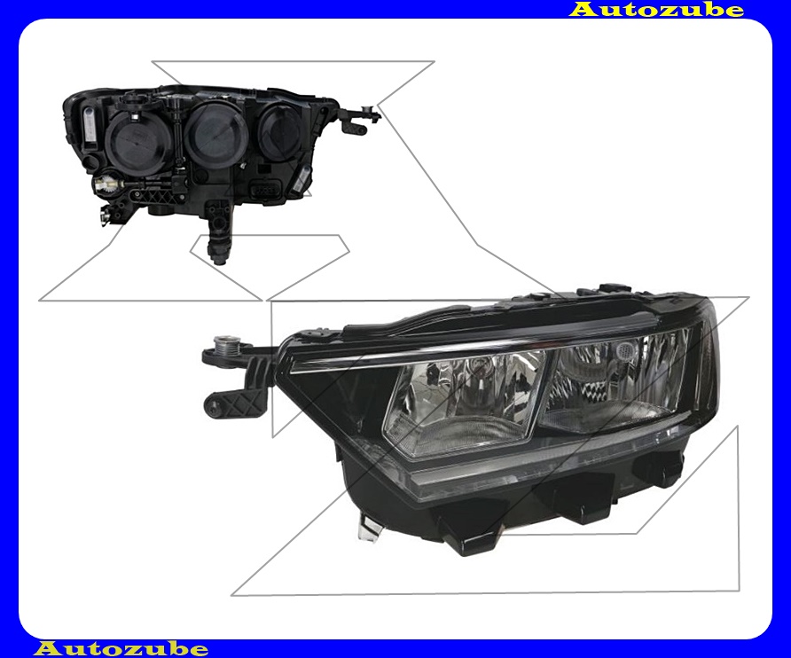 Fényszóró bal (H7/H7) motorral {VALEO}