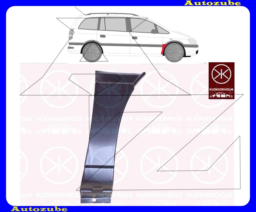 Első sárvédő hátsó alsó rész jobb  (javítólemez) {KLOKKERHOLM} 
