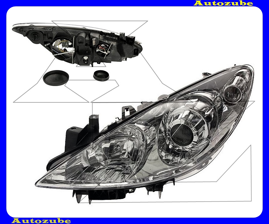 Fényszóró bal (H7/H1) motorral  {DEPO}