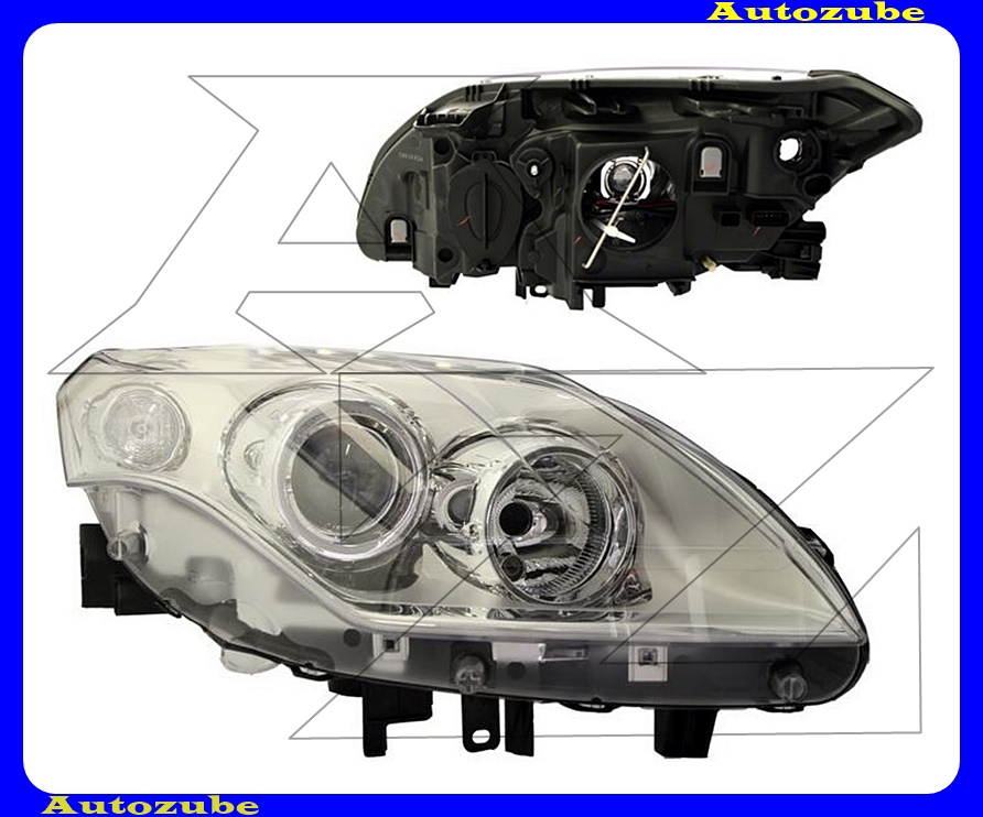 Fényszóró jobb króm házas (H7/H7) (motor nélkül)  {DEPO}