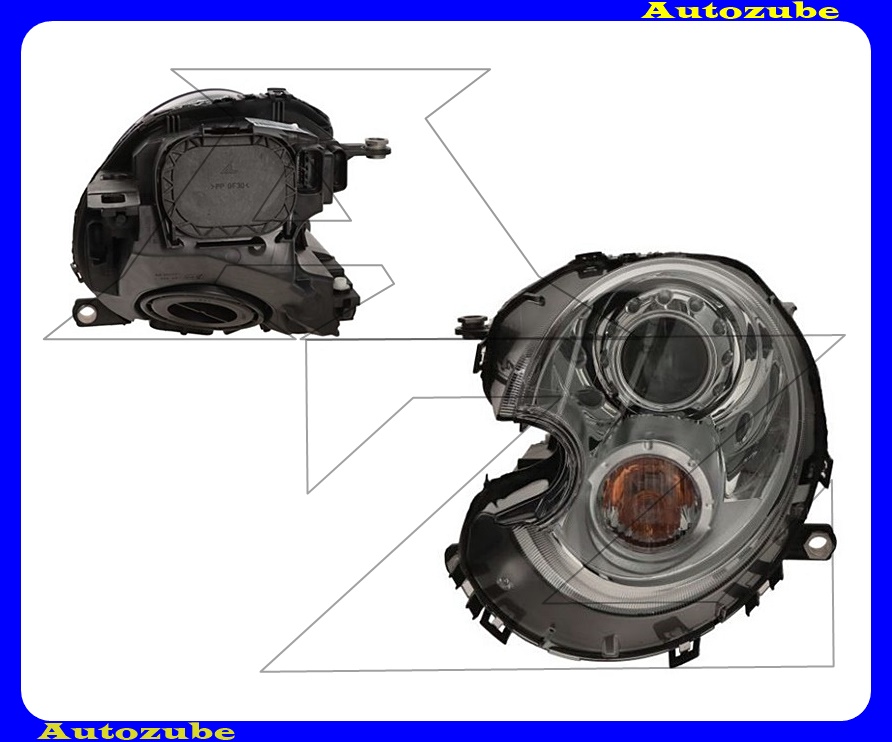 Fényszóró bal XENON (D1S) króm házas, fehér indexes, motorral, (izzó és elektronika nélkül)  {MM}  /RENDELÉSRE/