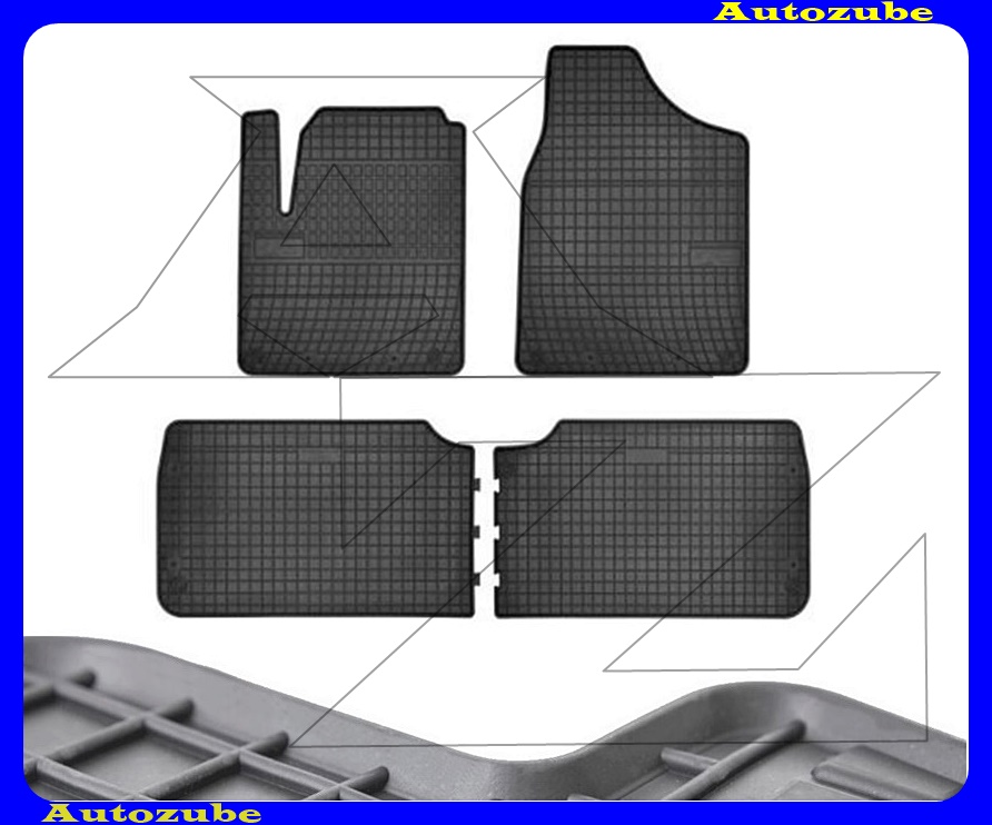 Gumiszőnyeg garnitúra 1.-2.sor üléshez (4db) méretpontos - 3mm vastagságú - 10mm magas peremmel, vanília illattal 