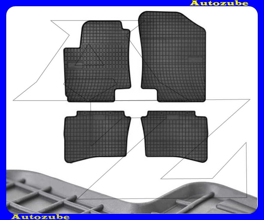 Gumiszőnyeg garnitúra (4db) méretpontos - 3mm vastagságú - 10mm magas peremmel, vanília illattal 