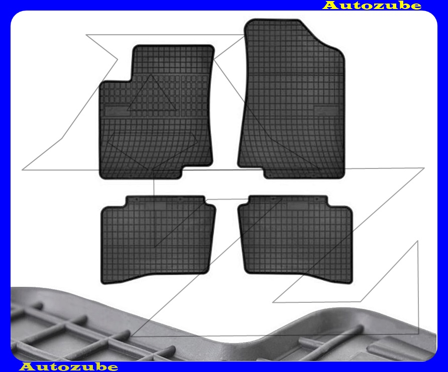 Gumiszőnyeg garnitúra (4db) méretpontos - 3mm vastagságú - 10mm magas peremmel, vanília illattal 