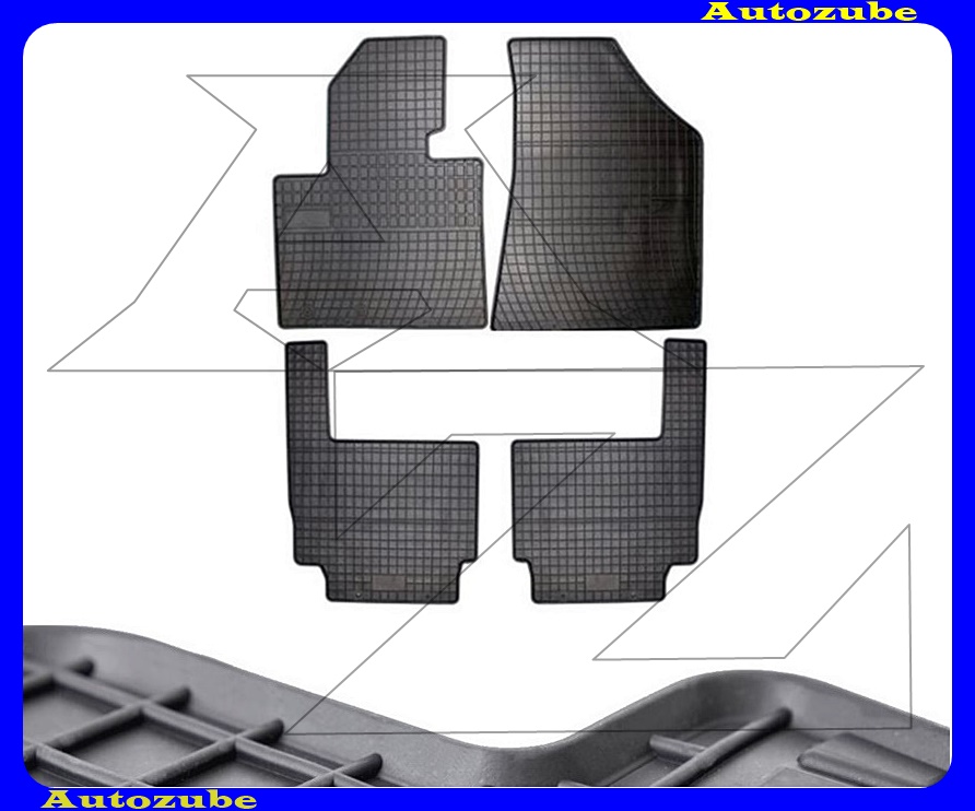 Gumiszőnyeg garnitúra (4db) méretpontos - 3mm vastagságú - 10mm magas peremmel, vanília illattal 