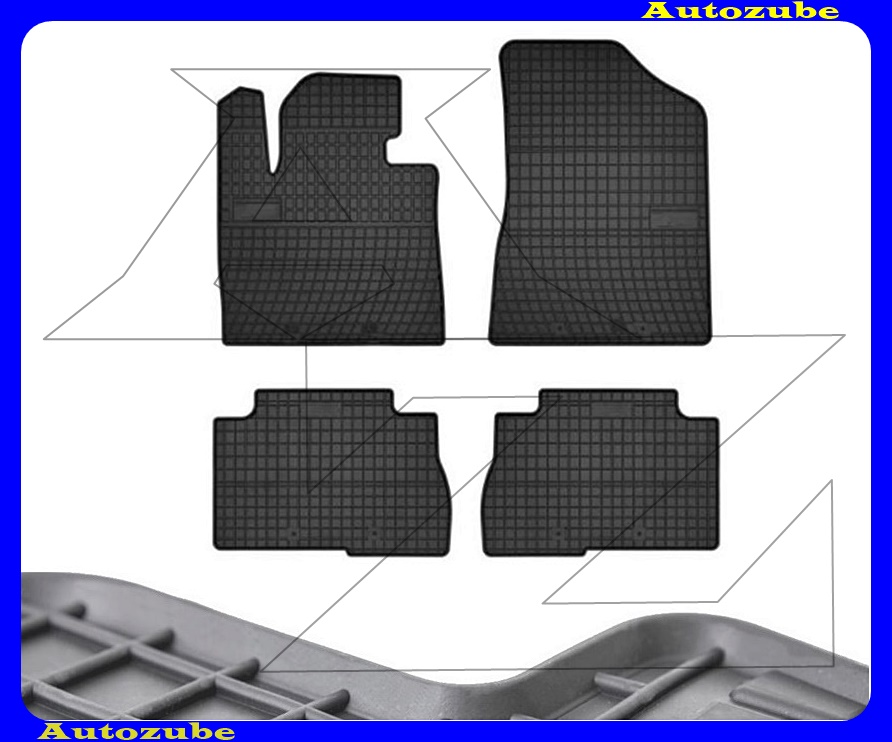 Gumiszőnyeg garnitúra (4db) méretpontos - 3mm vastagságú - 10mm magas peremmel, vanília illattal 