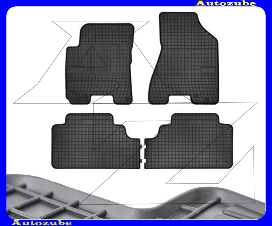 Gumiszőnyeg garnitúra (4db) méretpontos - 3mm vastagságú - 10mm magas peremmel, vanília illattal 