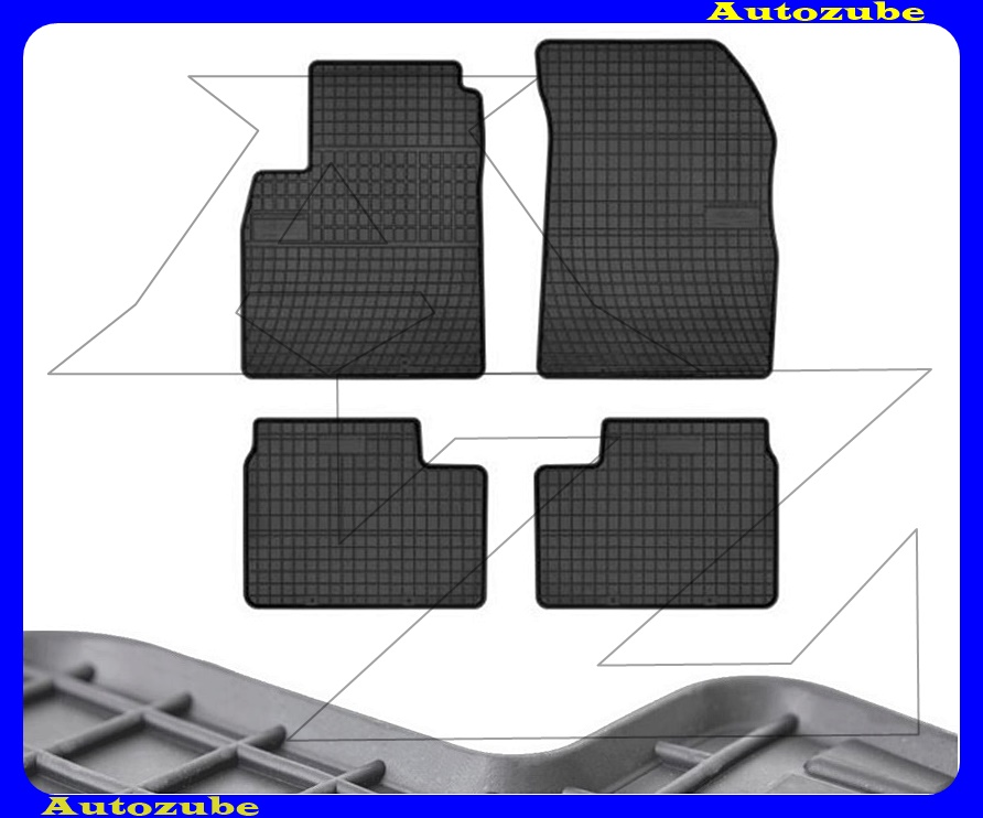 Gumiszőnyeg garnitúra (4db) méretpontos - 3mm vastagságú - 10mm magas peremmel, vanília illattal 