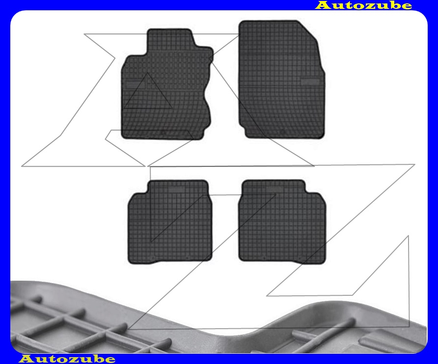 Gumiszőnyeg garnitúra (4db) méretpontos - 3mm vastagságú - 10mm magas peremmel, vanília illattal 