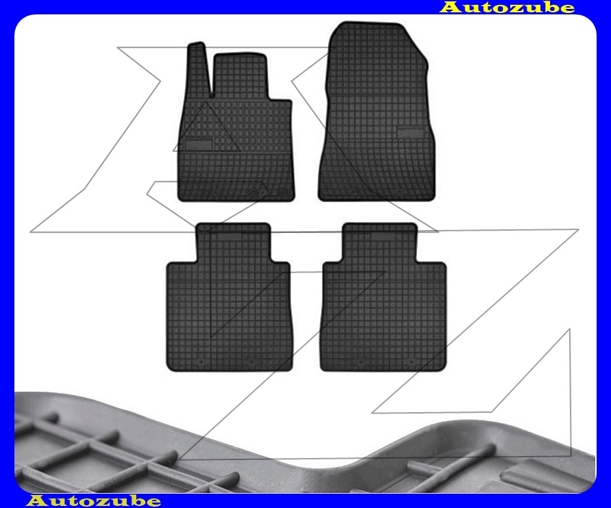 Gumiszőnyeg garnitúra (4db) méretpontos - 3mm vastagságú - 10mm magas peremmel, vanília illattal 