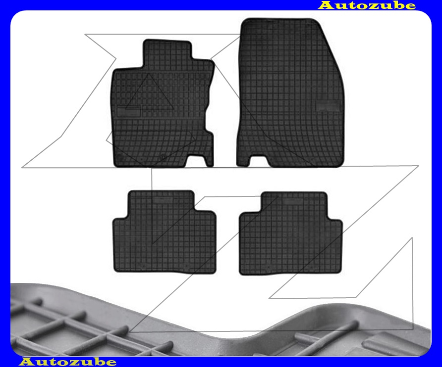 Gumiszőnyeg garnitúra (4db) méretpontos - 3mm vastagságú - 10mm magas peremmel, vanília illattal 