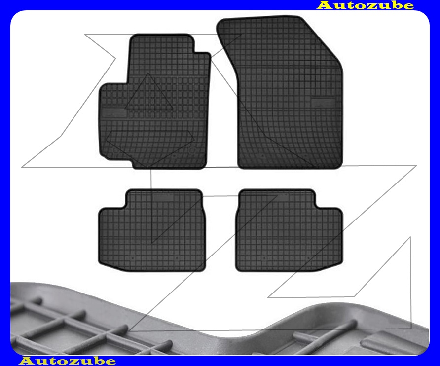 Gumiszőnyeg garnitúra (4db) méretpontos - 3mm vastagságú - 10mm magas peremmel, vanília illattal 