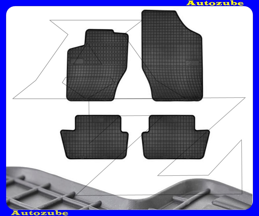 Gumiszőnyeg garnitúra (4db) méretpontos - 3mm vastagságú - 10mm magas peremmel, vanília illattal 