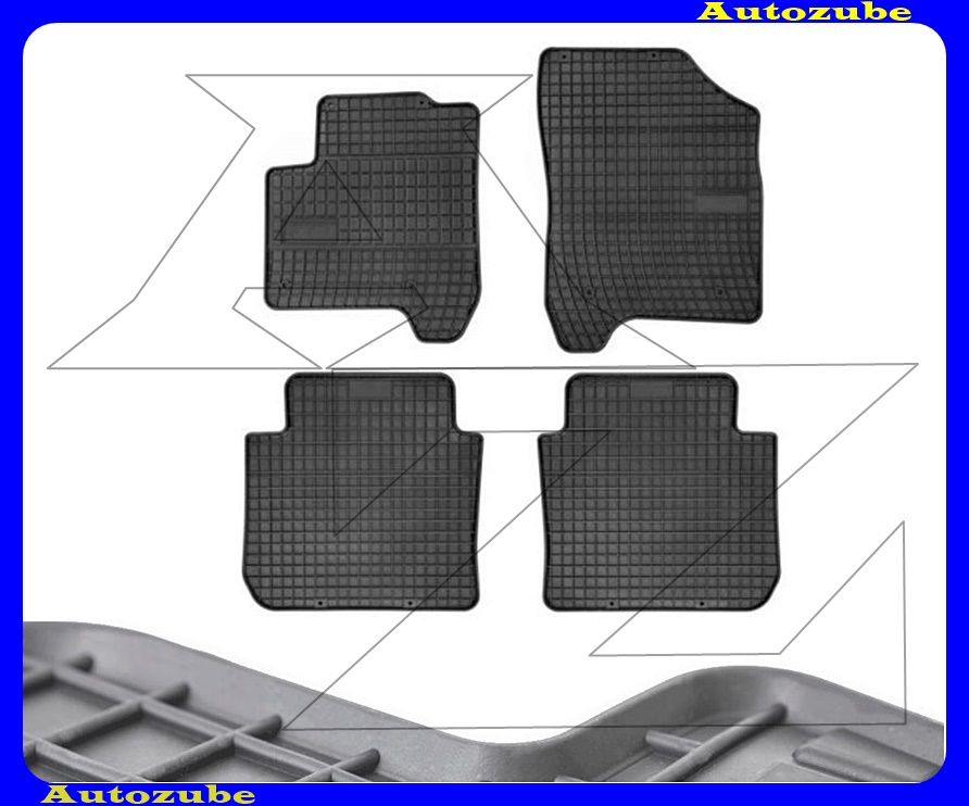 Gumiszőnyeg garnitúra (4db) méretpontos - 3mm vastagságú - 10mm magas peremmel, vanília illattal 