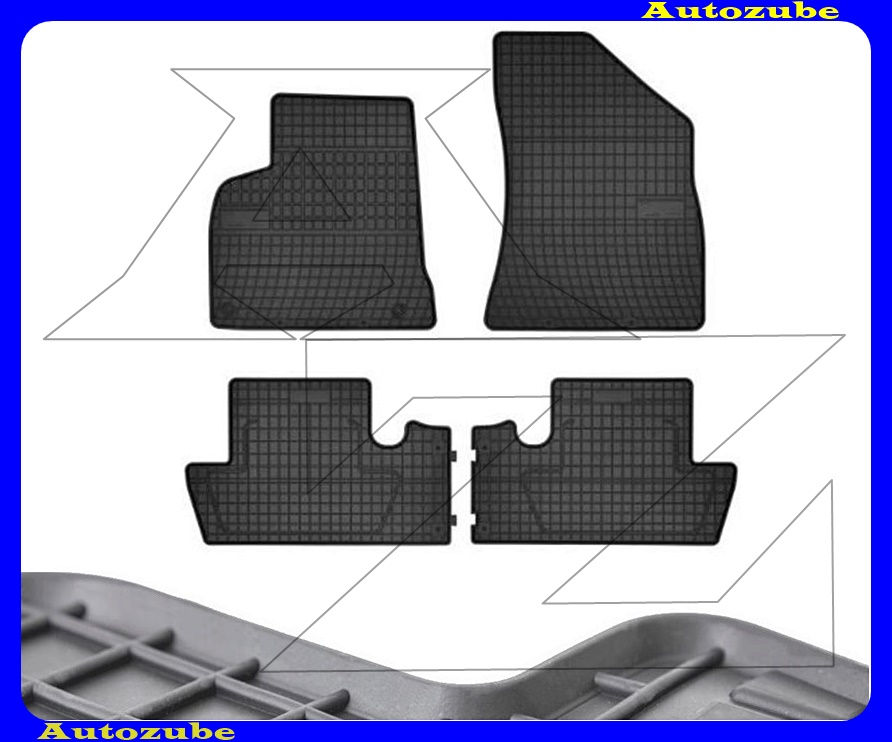 Gumiszőnyeg garnitúra (4db) méretpontos - 3mm vastagságú - 10mm magas peremmel, vanília illattal 