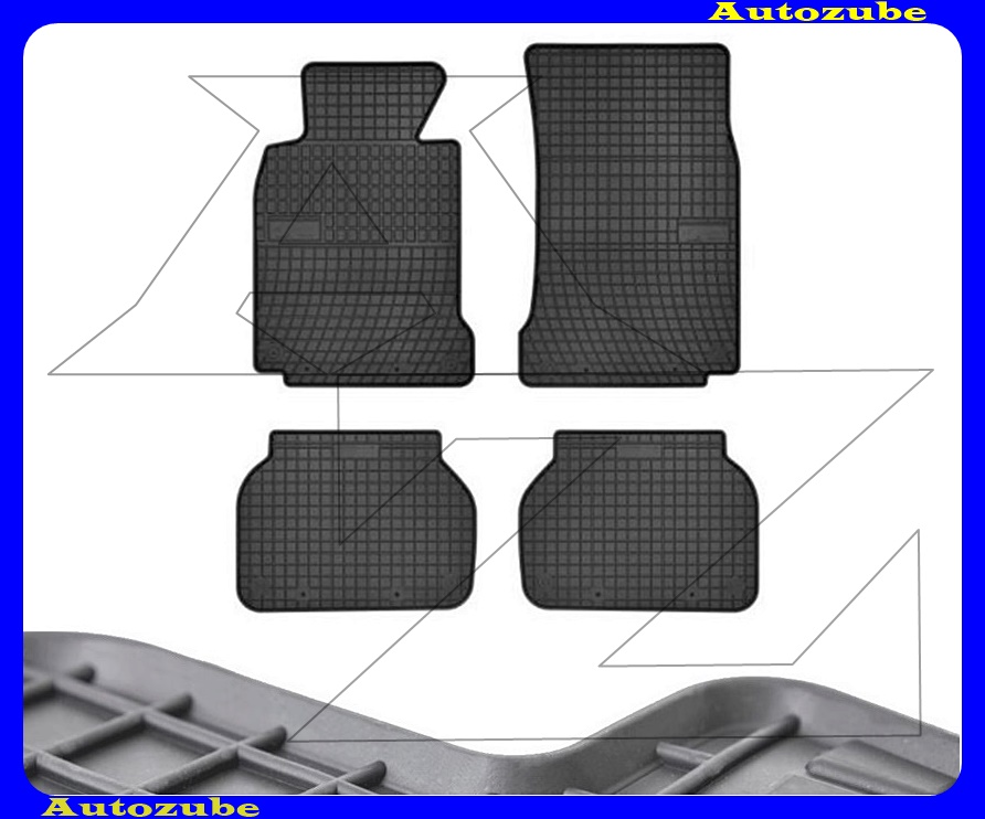 Gumiszőnyeg garnitúra (4db) méretpontos - 3mm vastagságú - 10mm magas peremmel, vanília illattal 