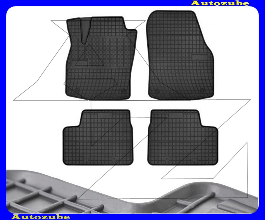 Gumiszőnyeg garnitúra (4db) méretpontos - 3mm vastagságú - 10mm magas peremmel, vanília illattal 