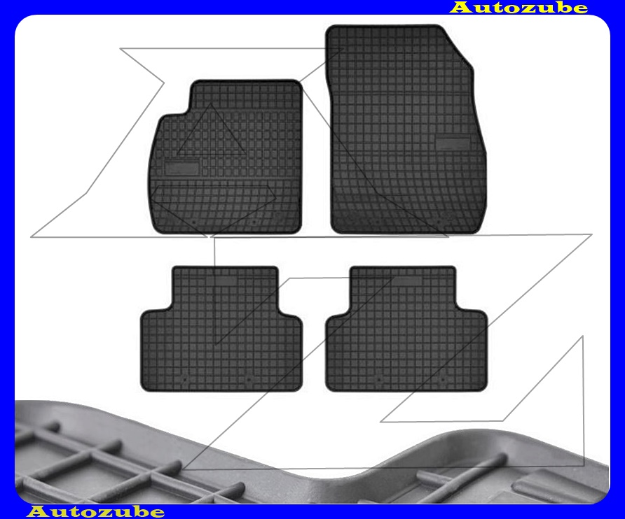 Gumiszőnyeg garnitúra (4db) méretpontos - 3mm vastagságú - 10mm magas peremmel, vanília illattal 