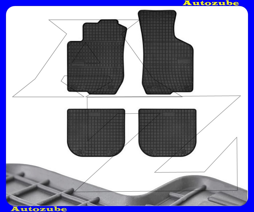 Gumiszőnyeg garnitúra (4db) méretpontos - 3mm vastagságú - 10mm magas peremmel, vanília illattal 