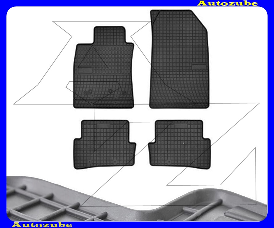 Gumiszőnyeg garnitúra (4db) méretpontos - 3mm vastagságú - 10mm magas peremmel, vanília illattal 